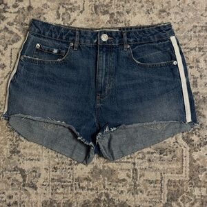 Garage Dark Blue Jean Shorts with White Stripe